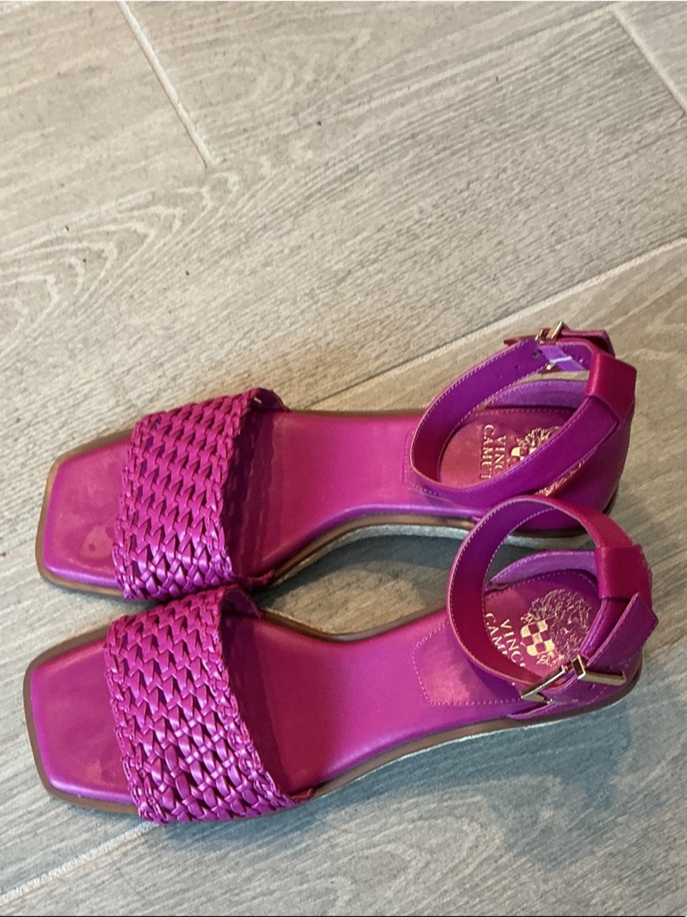 Vince Camuto Bretandi Fuchsia Braided Strap Square-Toe Sandals Women’s Sz 11M - Picture 2 of 6